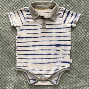 Burt’s Bee Organic Collared Polo Tie-dyed Romper Blue & White